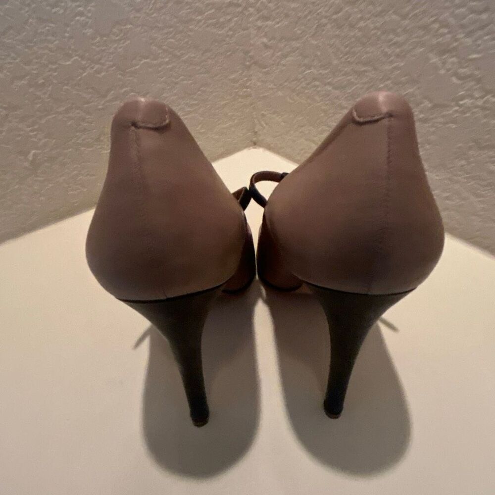 Coach Fulten T-Strap Leather Pump Heels Taupe Brown Contemporary Chic Size 10 - Picture 4 of 14